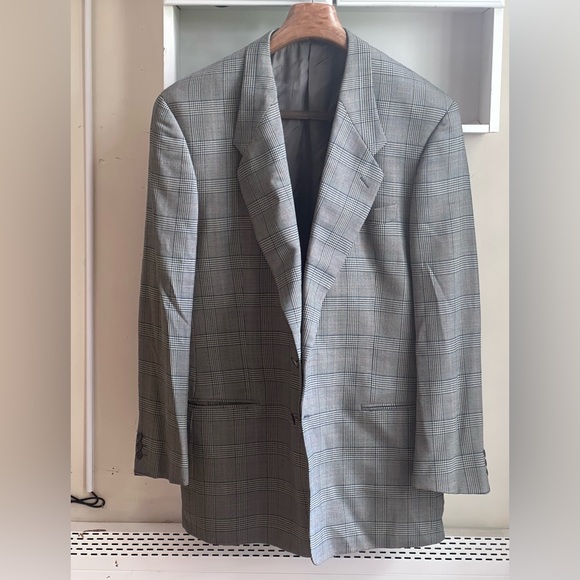 Giorgio Armani Corllezioni Plaid Check Wool Men’s Sports Coat Blazer Size 44 L